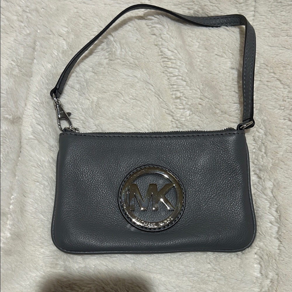 Michael Kors Dark Gray Wristlet with Silver Logo